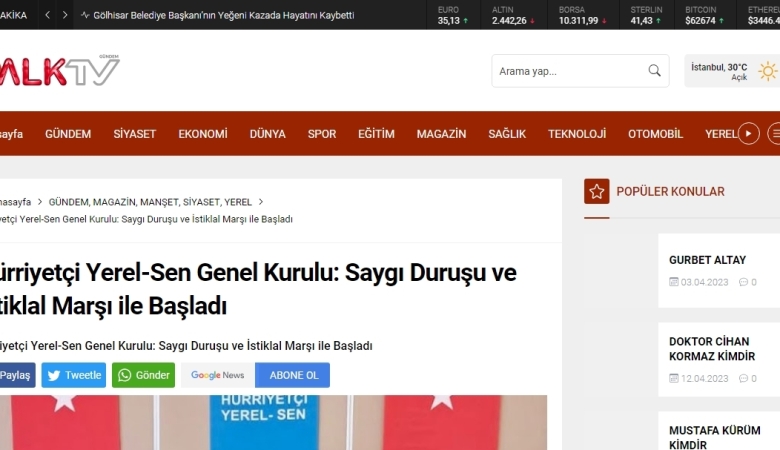 Olağanüstü Genel Kurulumuz Ulusal Basında Geniş Yer Buldu. 